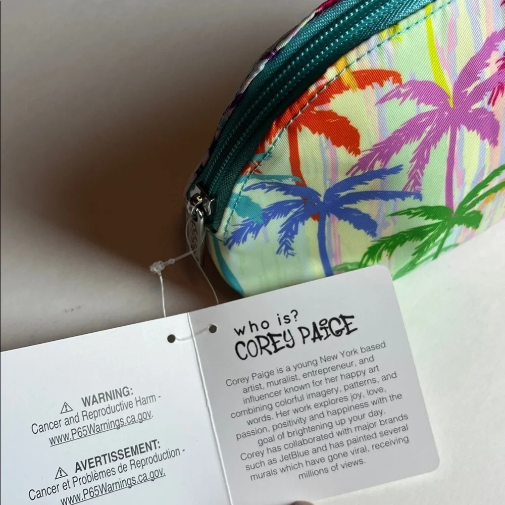 Iscream x Corey Paige Designs Palm Trees Cosmetic Bag - NWT